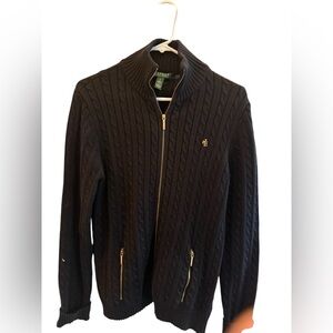 NWT Ralph Lauren women’s XL beautiful black Cable zip Sweater